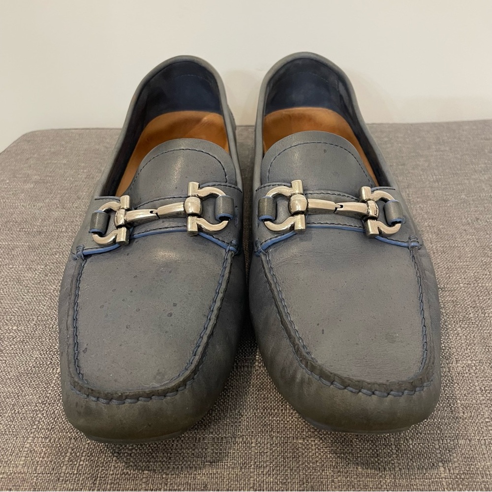 SALVATORE FERRAGAMO Women’s Horsebit Loafers - Storm Blue Size 8.5 - Picture 3 of 13